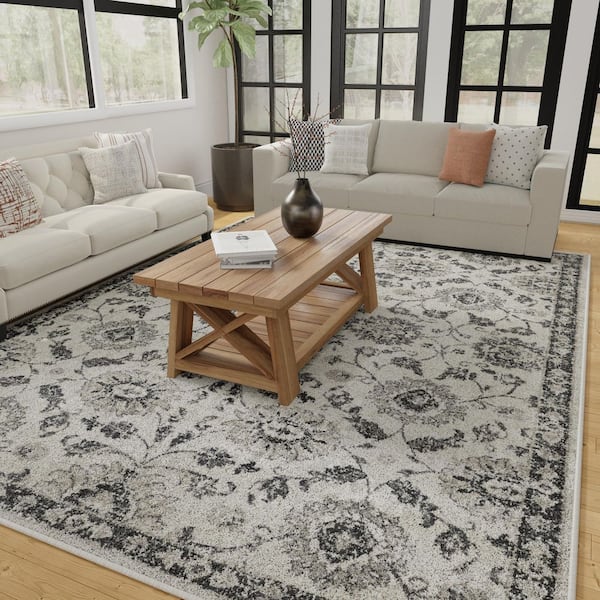 Celena Ashbil Cream 9 ft. 10 in. x 12 ft. 10 in. Floral Polypropylene Area Rug