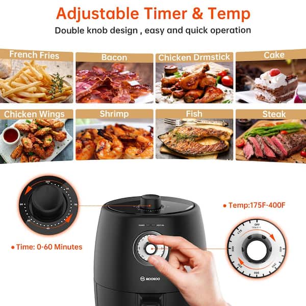 MOOSOO 2 Quart Compact Air Fryer for Singles and Small Kitchens, 1200W Small  Air Fryer Oven with Touchscreen and 8 Preset Modes 