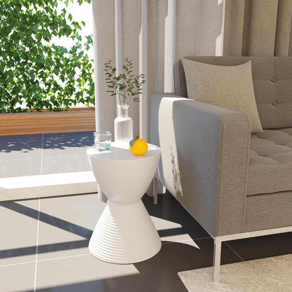 White Modern Round Polypropylene Side Table