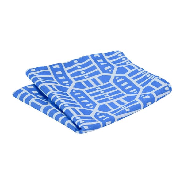 Astella Pacifica 24 in. x 24 in. Roland Blue Square Outdoor Throw Pillow Cover
