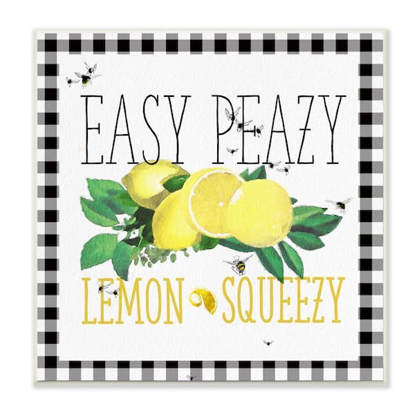 Stupell Industries "Easy Peazy Lemon Squeezy Kitchen Humor Plaid Word Design" by The Saturday Evening Post Wall Plaque 12 in. x 12 in.