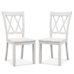 White Wood Ergonomic Chair Set of 2