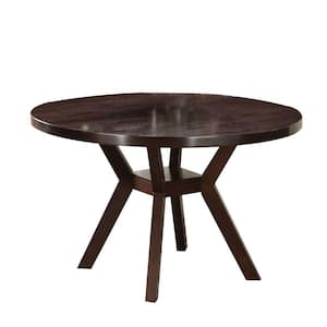 Espresso Brown Round Wood Top 4 Legs Base Dining Table Seats 4