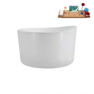 43 in. x 43 in. Acrylic Freestanding Soaking Bathtub in Glossy White with Polished Brass Drain