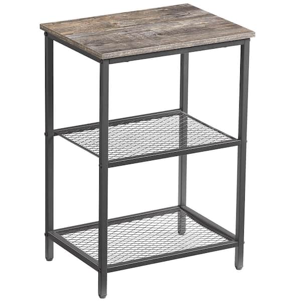 VECELO End Side Tables, Rectangle Nightstand with 3-Tier Wood Storage Shelf for Living Room Kitchen , Old Schiool，11.8 in. W