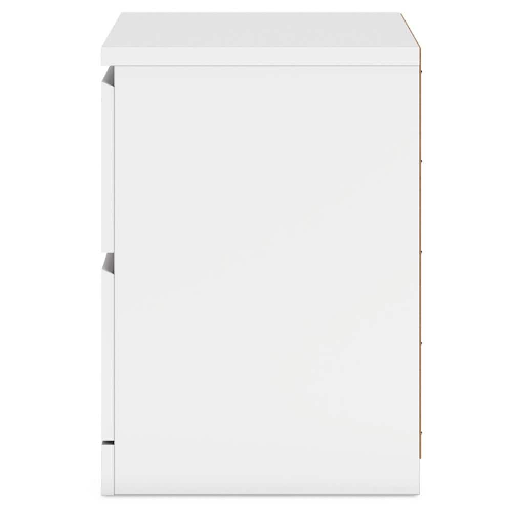 White Modern 2-Drawer Nightstand with Sleek Design