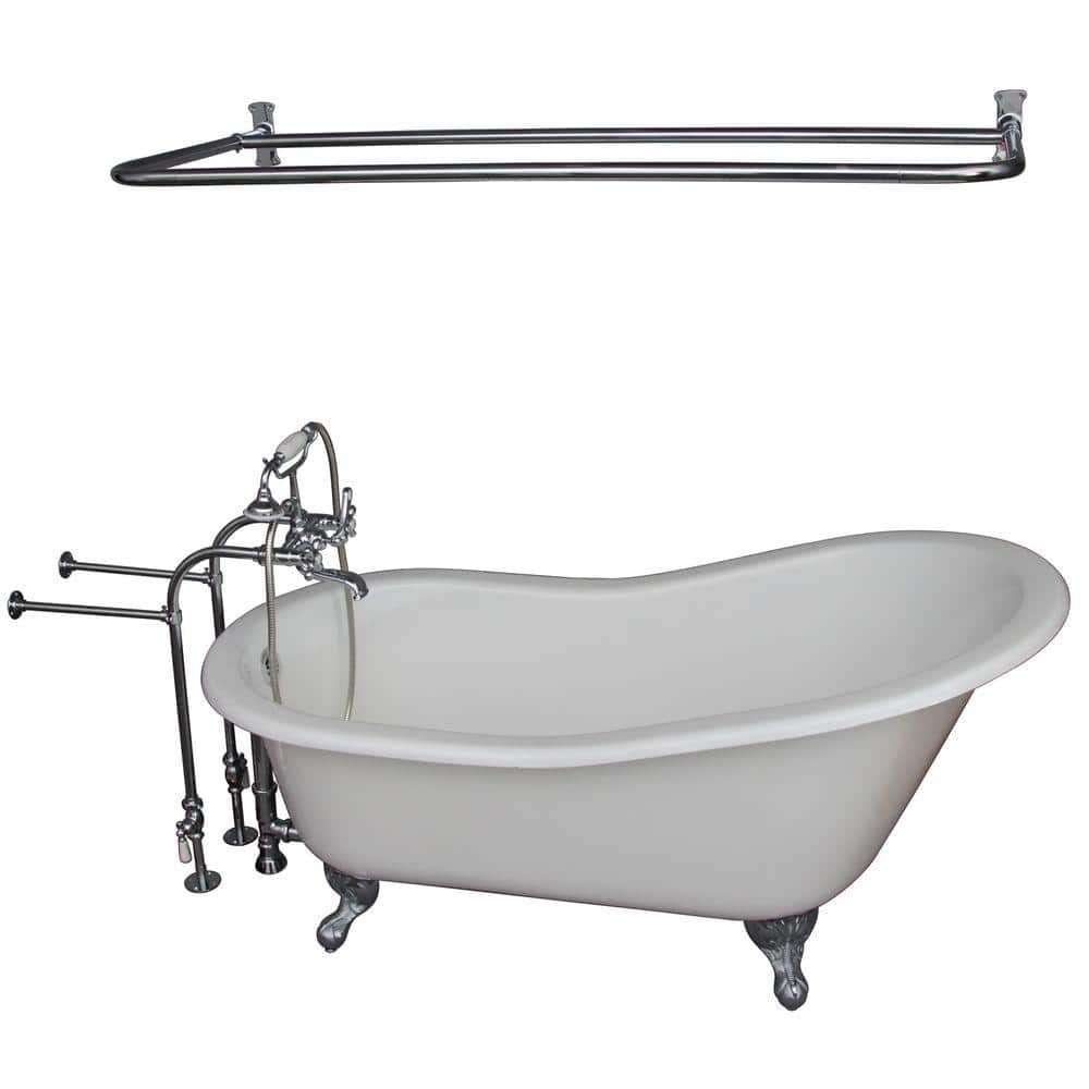 5 ft. Cast Iron Ball and Claw Feet Slipper Tub in White with Polished Chrom