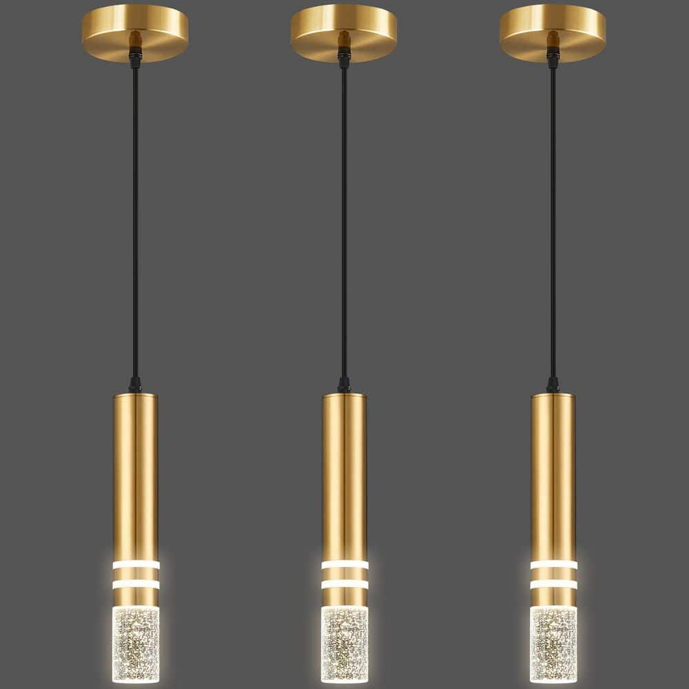 Home Lighting 6W 3-Light Gold 3-Pack Modern Crystal Integrated LED Pendant Light Over Sink for Kitchen Island price history on PriceWatchPro