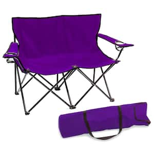 Loveseat Style Double Camp Chair with Steel Frame (Purple)