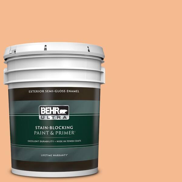 BEHR ULTRA 5 gal. #270D-4 Brandy Butter Semi-Gloss Enamel Exterior Paint & Primer