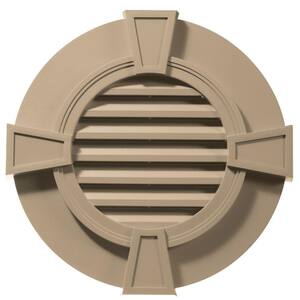 30 in. x 30 in. Round Brown/Tan Plastic Built-in Screen Gable Louver Vent