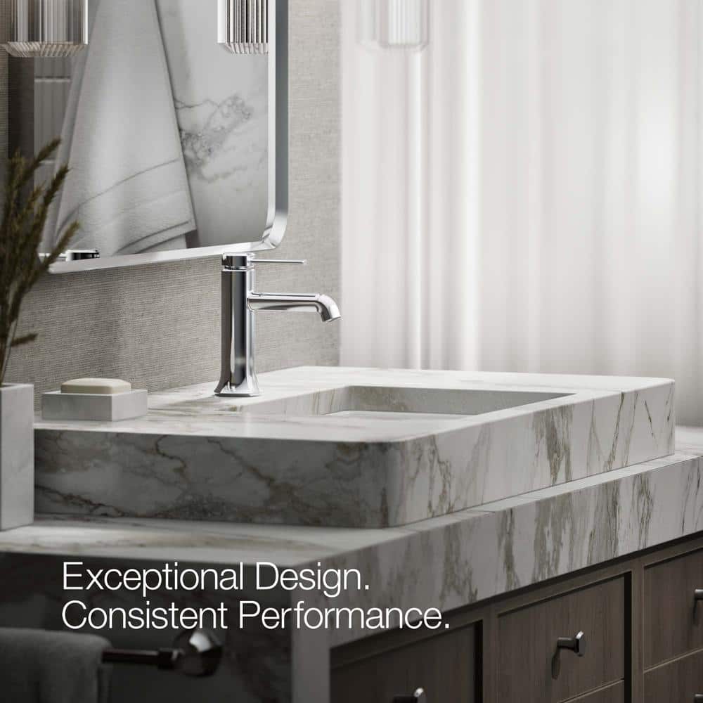 Polished Chrome Single-Handle Bathroom Sink Faucet with Drain Assembly