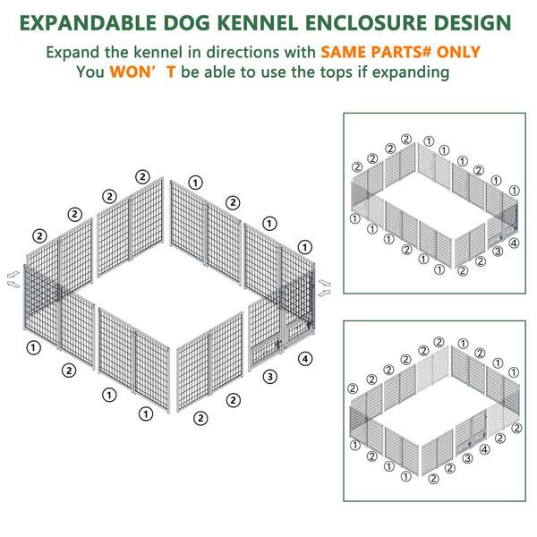 VEIKOUS 10 ft. x 10 ft. Outdoor Dog Cage Fence with Cover and 
