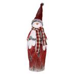 30 in. Tall Country Snowman Statue With Warm White LED Lights