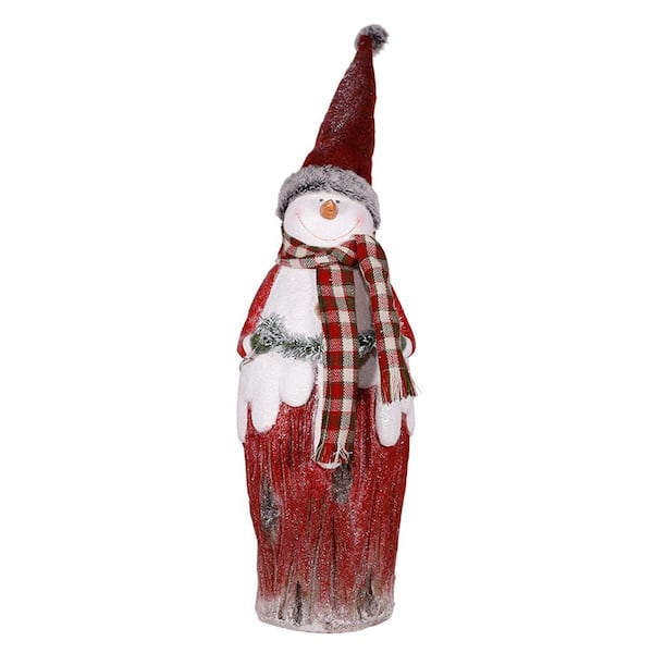 Alpine Corporation 74 in. Tall Mesh Snowman Decor with Red Birds and Cool  White LED Lights CHT892 - The Home Depot