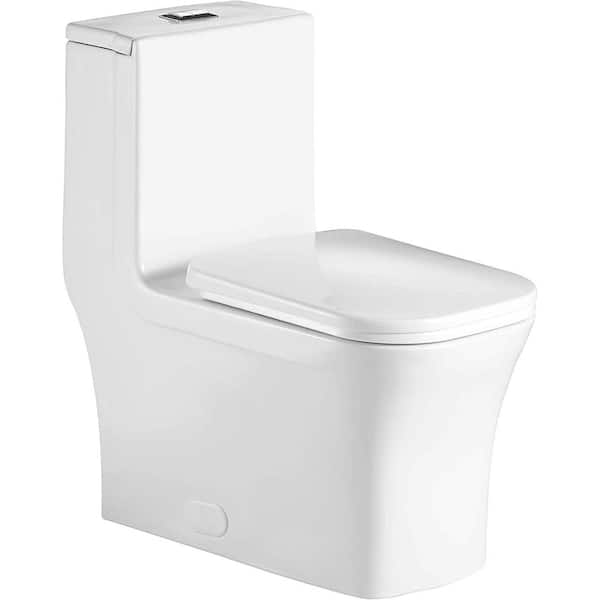 FINE FIXTURES Stanton 12 in. Rough-In 1-piece 1 GPF/1.6 GPF Dual Flush Elongated Toilet in White, Seat Included