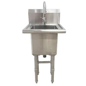All-in-One 18 in. Stainless Steel Wall Mount Commercial Utility Kitchen Sink with Faucet
