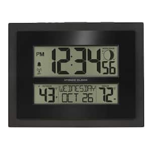 Black Digital Atomic Clock with Outdoor Temperature and Moon Phase