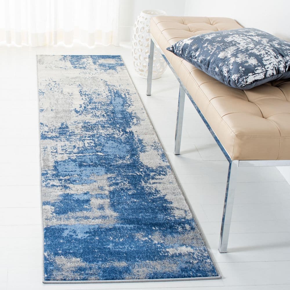 Jasper 2 ft. x 10 ft. Blue/Ivory Distressed Abstract Runner Rug price history on PriceWatchPro