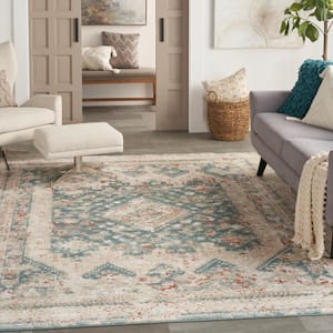 Thalia Green Ivory 9 ft. x 12 ft. All-Over Design Transitional Area Rug