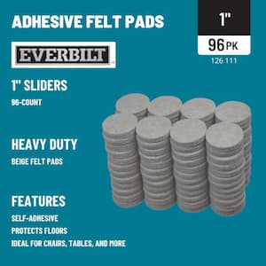 1 in. Beige Round Felt Heavy Duty Self-Adhesive Furniture Pads (96-Pack)