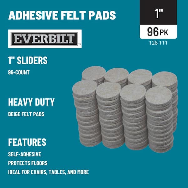 1 in. Beige Round Felt Heavy Duty Self Adhesive Furniture Pads (96-Pack)