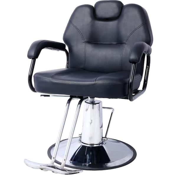 PU Leather Seat Reclining Salon Chair in Black Heavy-Duty Hydraulic All Purpose Barber Chair Beauty Hair Salon Equipment