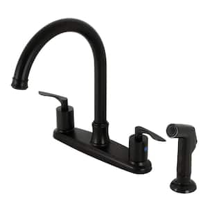 Serena 2-Handle Deck Mount Centerset Kitchen Faucets with Side Sprayer in Matte Black