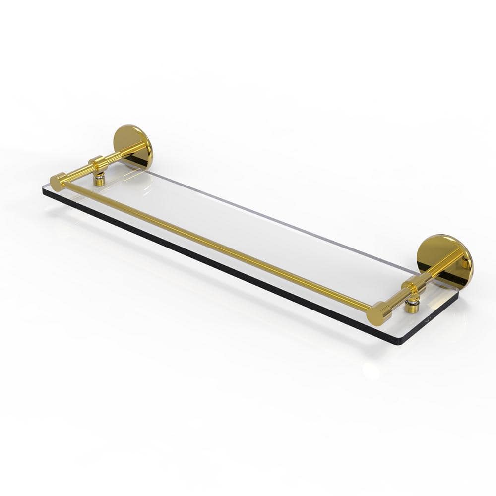 Allied Brass 22 in. x in. x in. Tempered Glass Shelf with Gallery Rail  in Unlacquered Brass P1000-1/22-GAL-UNL The Home Depot
