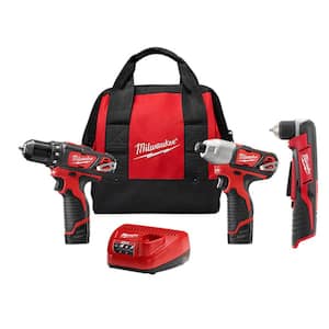 M12 12V Lithium-Ion Cordless Drill Driver/Impact Combo Kit (2-Tool) with M12 3/8 in. Right Angle Drill