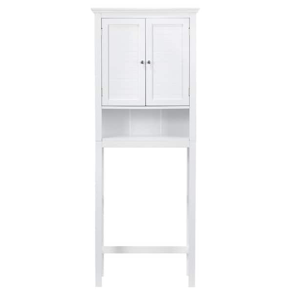 Glitzhome 26 in. W x 68.26 in. H x 9.25 in. D White Over-the-Toilet Storage