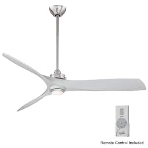 Aviation 60 in. Integrated LED Indoor Brushed Nickel and Silver Ceiling Fan with Light with Remote Control