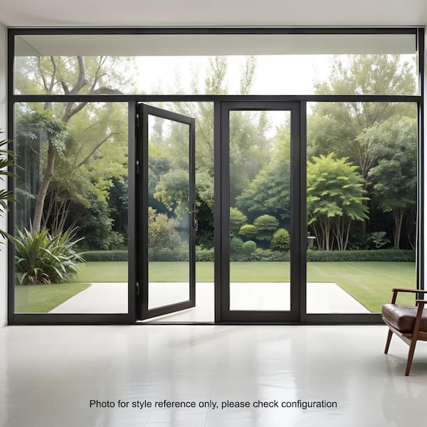 Teza French Door 73.5 in. x 80 in. Matte Black Aluminum French Door Full Lite Left Hand Outswing