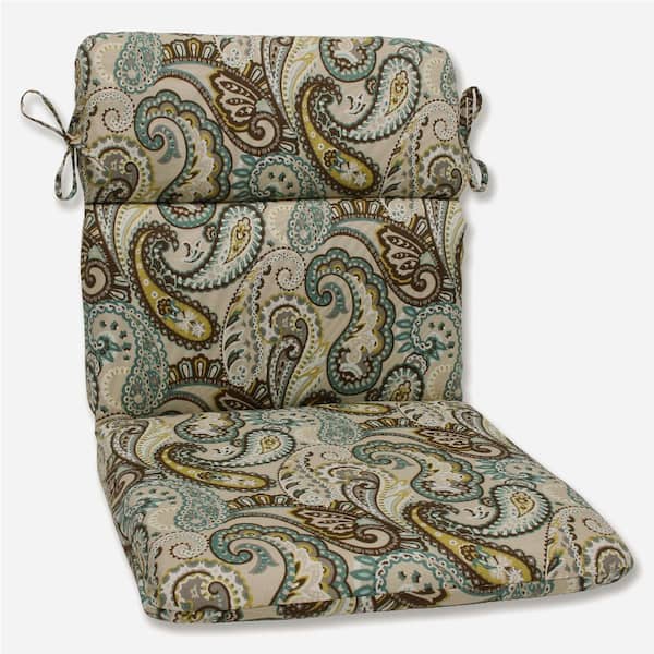 Pillow Perfect Paisley Blue/Brown Tamara Quartz Rectangular Outdoor Seat Cushion