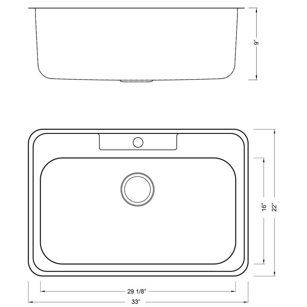 Brushed Stainless Steel Single Bowl Drop-In Kitchen Sink