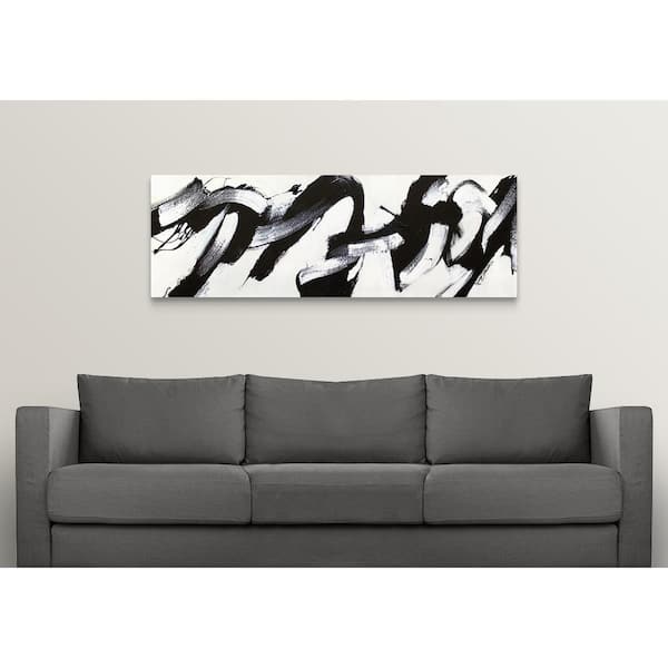 Black & white strokes 5' by Iris Lehnhardt Framed Canvas Wall Art