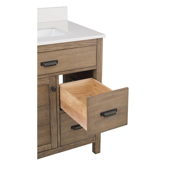 Home Decorators Collection - Stanhope 31 in. Single Sink Reclaimed Oak Bath Vanity with Crystal White Engineered Stone Top (Assembled)