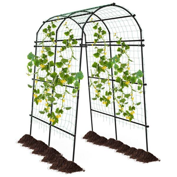 71 in. H x 43 in. W Steel Garden Arch Trellis with PE Coated Metal Structure in Black