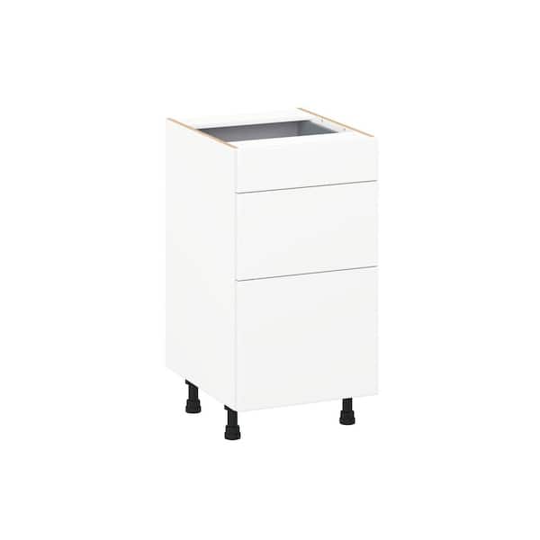 Timberline 18 in. W x 21 in. D x 30 in. H Assembled Slab Bath Drawer Base Kitchen Cabinet in Bright White
