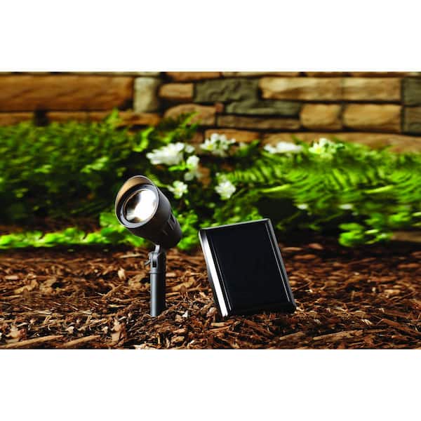 Solar Black Outdoor Integrated LED 3000K 40-Lumens Warm White Landscape Metal Spot Light with Solar Panel Solar Black Outdoor Integrated LED 3000K 40-Lumens Warm White Landscape Metal Spot Light with Solar Panel