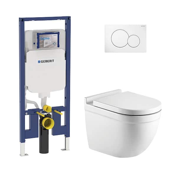 Geberit 0.8/1.6 GPF Dual Flush KARO Elongated Toilet with 2x4 Concealed Tank and in White, Seat Included C-5170.01KIT2x4 - The Home Depot
