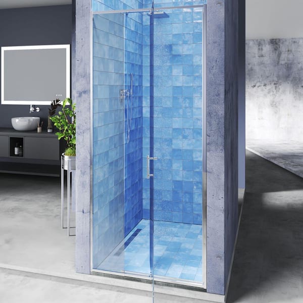 28 to 32 in. W x 72 in. H Framed Pivot Shower Door in Chrome with Clear Glass