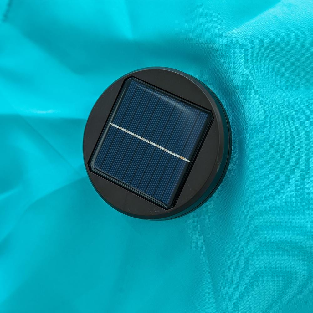 10 ft. Blue Aluminum Market Umbrella with Solar LED Lights