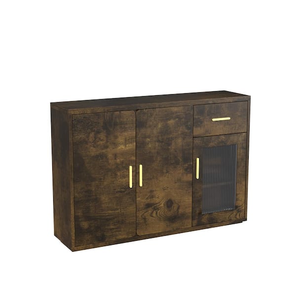 Unbranded Black Brown MDF 47.2 in. Modern Accent Buffet Cabinet Sideboard Kitchen Storage Cabinet with Drawer and Shelves