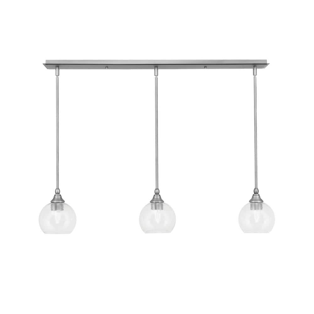 Livingston 100-Watt 3-Light Nickel Shaded Pendant Light with 5.75 in. Clear