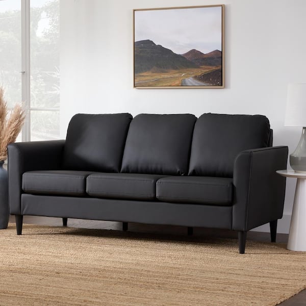 Brookside 73 in. Flared Arm 3-Seater Removable Cushions Sofa in Black