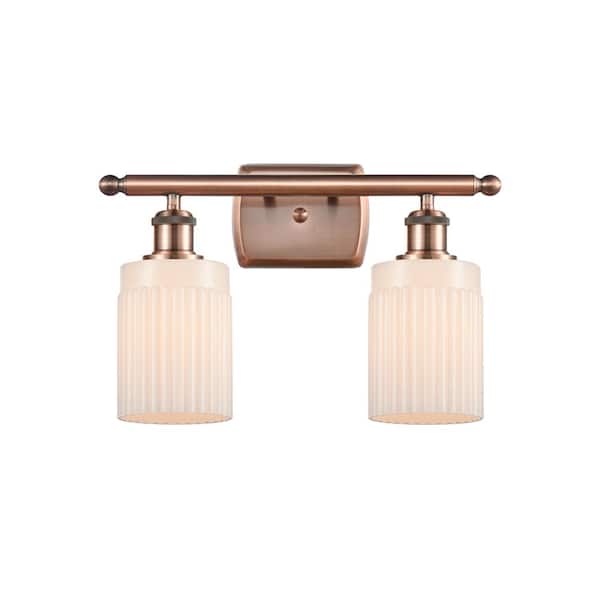 Innovations Hadley 16 in. 2-Light Antique Copper Vanity Light with Matte White Glass Shade