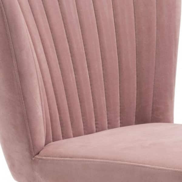 HomeRoots Tufted Pink And Black Upholstered Velvet Wing Back Side Chair (Set Of 2)