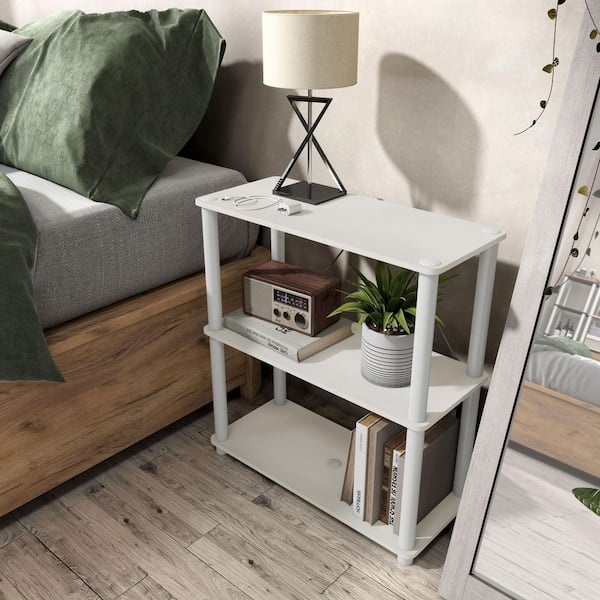 Quincy 30.1 in. Tall White Engineered Wood Wide 3-Shelf Modular Bookcase With Support Rods