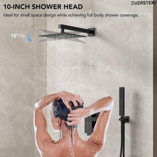EVERSTEIN Single-Handle Rain 2-Spray Square 10 in. Dual Shower